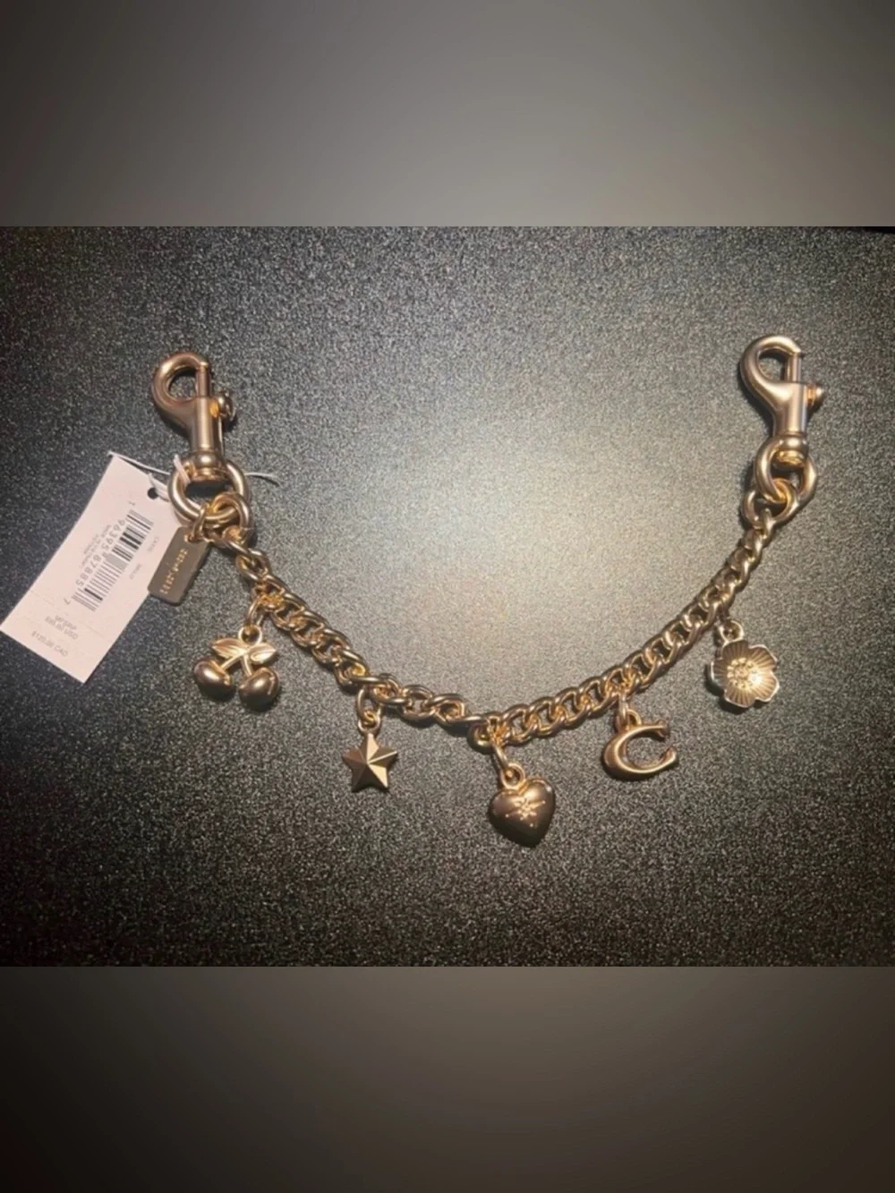 Coach Gold Charm Bracelet with Star, Heart, Cherry and C Logo Charms - Picture 1 of 2